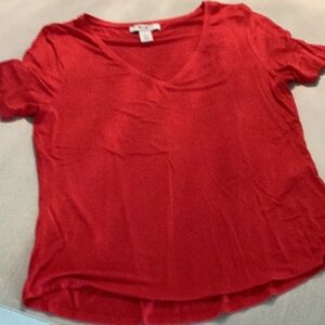 WHBM Red V-Neck Women's Top Size Medium Pinkish Red NWOT